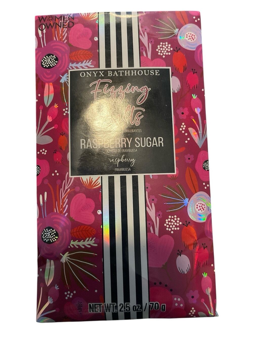 Onyx Bathhouse Raspberry Sugar Luxury Bath Fizzing Salts 2.5 Oz 70 g set of 2